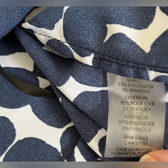 Calvin Klein Women's Top, Ruffle Cap Sleeves, Blue Polka Dot Pattern; Size L - Picture 6 of 9